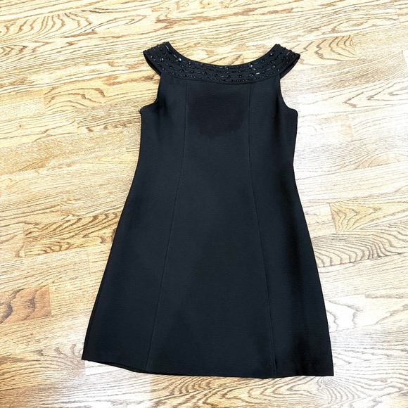 Tahari by Arthur Levine Jeweled Neckline Black Dress. Size 12 Petite. - Picture 3 of 7